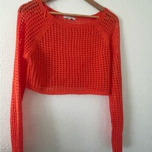 Love Tree Bright orange Open-Knit Top